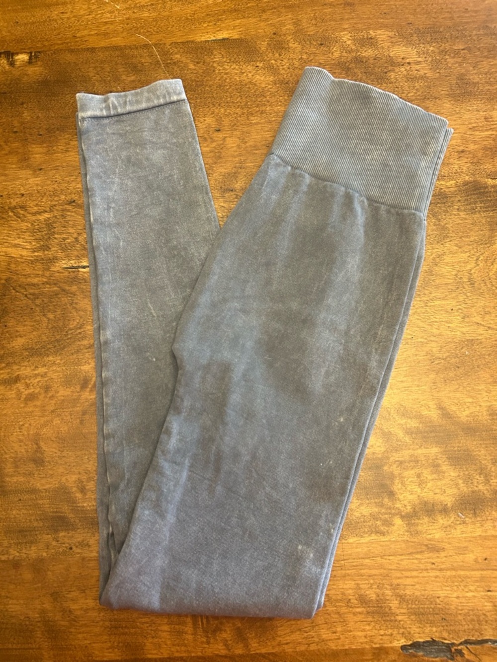 High-Waist Ribbed Waistband Leggings - Washed Charcoal